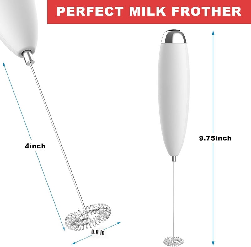 Anteday Frother Handheld for Coffee, Milk Frother Upgraded Matcha Whisk Drink Mixer Electric Mini Hand Mini Whisk Foamer Coffee Mixer for Lattes Cappuccino Frappe Matcha Hot Chocolate, White - Image 5